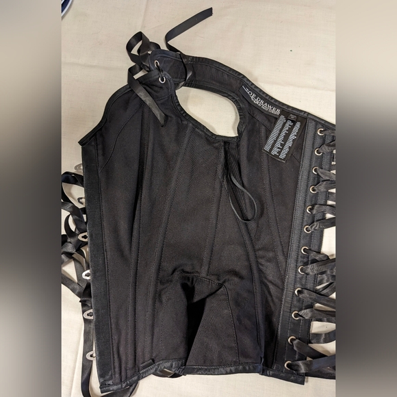 Top Drawer by Daisy Corsets-Black & White Striped Steel Bond Corset Size Medium - Picture 8 of 17